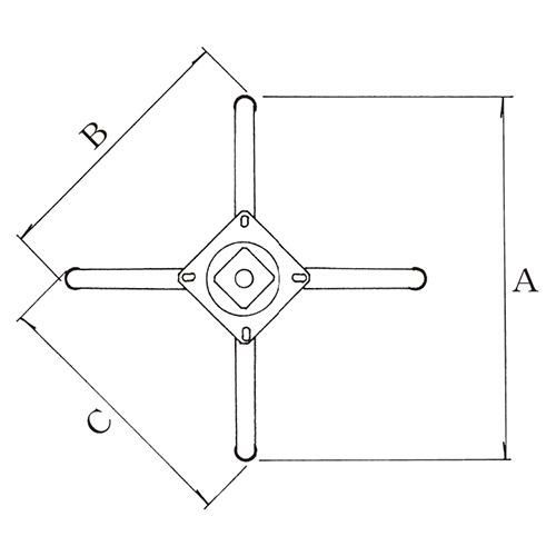アルミ鋳物イス脚 ベースサイズ：A550×B400×C400×高さ450迄指定可 品番：CL-AC-N-550 塗装カラー：14AM-A ポール：42φ