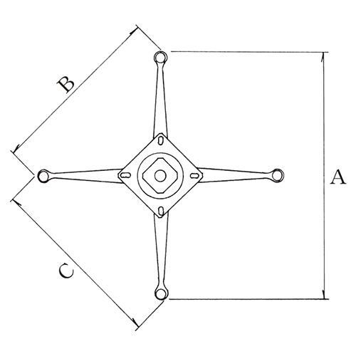 アルミ鋳物イス脚 ベースサイズ：A600×B435×C435×高さ450迄指定可 品番：CL-DX-A-600 塗装カラー：88-A ポール：42φ