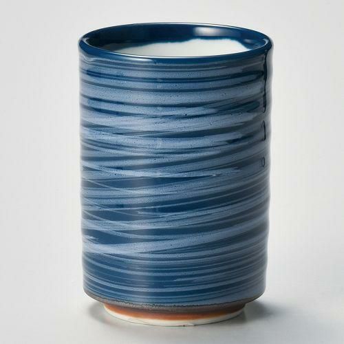 紺釉白刷毛切立湯呑 φ6.9×10cm(250cc) 381-418 (10個入)