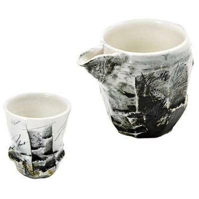 冷酒セット　青磁線刻