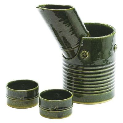 竹冷酒器セット　織部