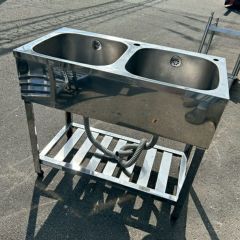 2槽シンク　800×450×800 BG40　厨房機器　業務用　中古 中古】二槽シンク 幅800×奥行450×高さ800 【送料別途見積】【業務用