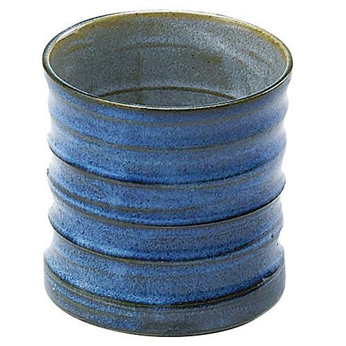 削りロックグラス　灰釉ゴス巻