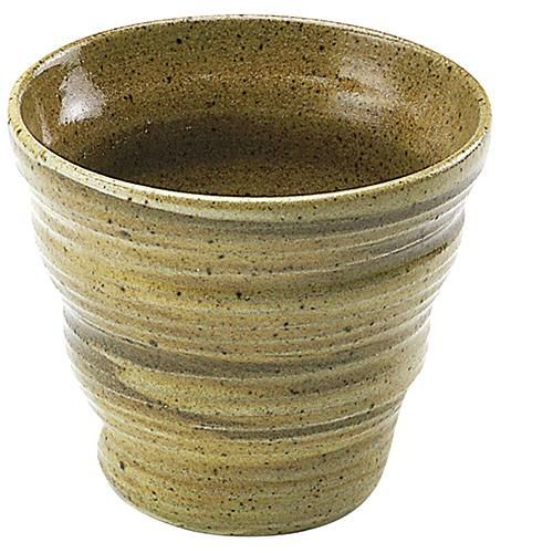 手捻りロックグラス　黄瀬戸萩