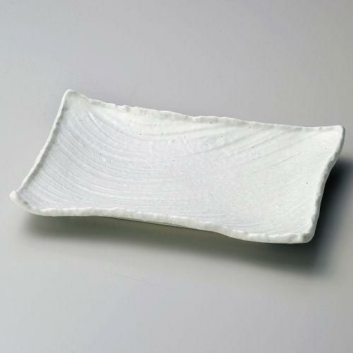 雪粉引26cm角皿 26×17.5×3.5cm 166-058