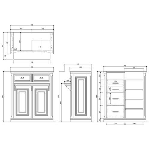 【シャビーシック】木製アンティークレジカウンター VICTOIRE-900（ヴィクトール）アンティークブラウン【送料無料】