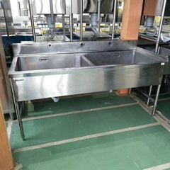 中古】二槽シンク BGあり 幅1800×奥行750×高さ800 【送料別途見積