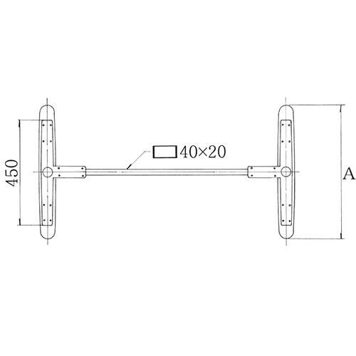 アルミダイキャストテーブル脚 ベースサイズ：A560×高さ700mm迄指定可×間口（芯々）1600mm 品番：BT-S-560 塗装カラー：11 ポール：42φ