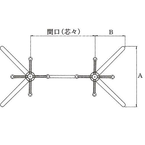 アルミダイキャストテーブル脚 ベースサイズ：A730×B365×高さ700mm迄指定可×間口（芯々）1000mm 品番：BT-V-500-L 塗装カラー：44 ポール：101φ