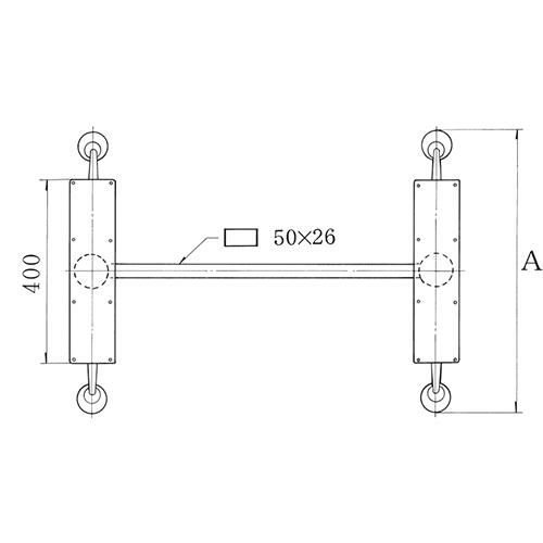 アルミダイキャストテーブル脚 ベースサイズ：A620×高さ700mm迄指定可×間口（芯々）1000mm 品番：HC-S-620 塗装カラー：44 ポール：76φ
