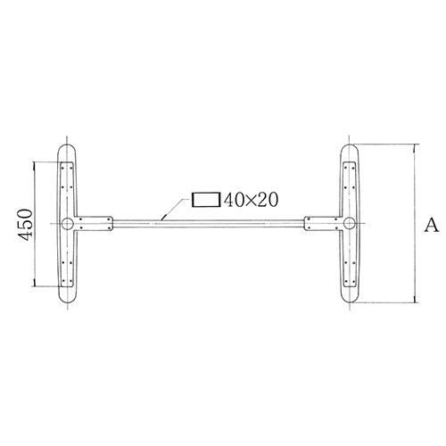 アルミダイキャストテーブル脚 ベースサイズ：A585×高さ700mm迄指定可×間口（芯々）1600mm 品番：SD-580 塗装カラー：14 ポール：42φ
