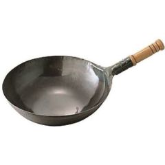 鉄打出木柄片手中華鍋 39cm