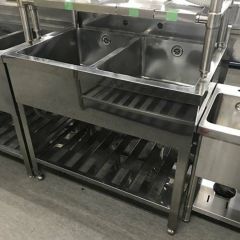 中古】二槽シンク BGあり 幅900×奥行600×高さ800 【送料別途見積