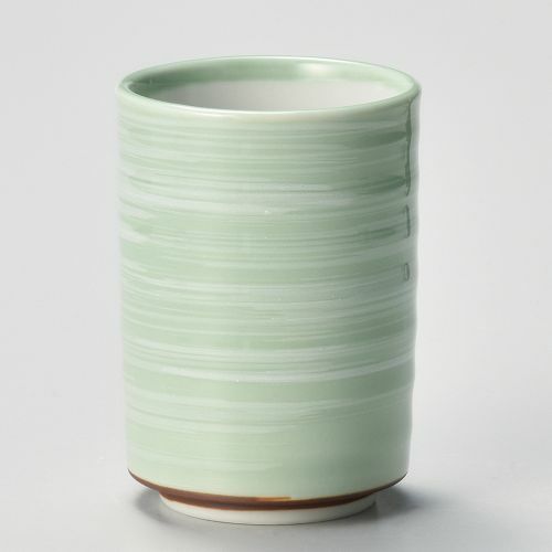 ライトグリーン白刷毛切立湯呑 φ6.9×10cm(250cc) 381-448 (10個入)