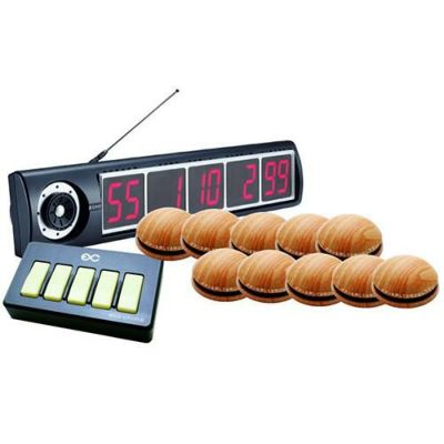 【送料無料】【エコチャイム】受信表示機/丸型送信機（ライトウッド）10台セット