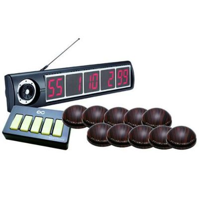 【送料無料】【エコチャイム】受信表示機/丸型送信機（ウッド）10台セット