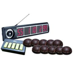 【送料無料】【エコチャイム】受信表示機/丸型送信機（ウッド）10台セット