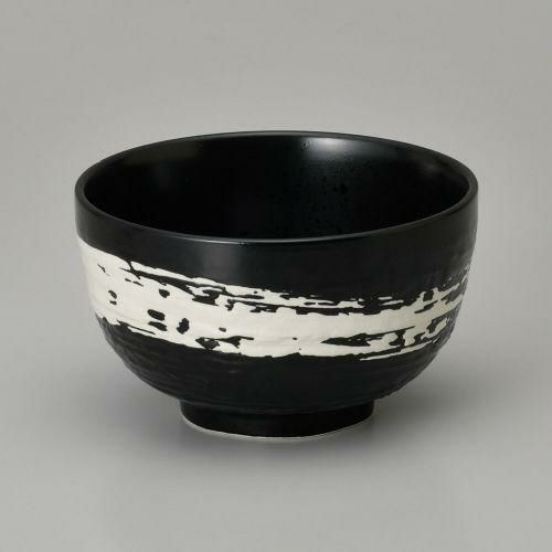 極刷毛黒ロクロ目4.5丼 φ14.3×8.4cm 673-058 (10個入)