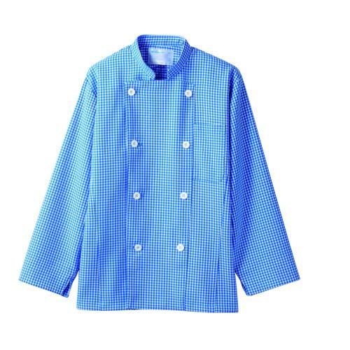 コックコート 兼用 長袖 6-495 (青チェック)