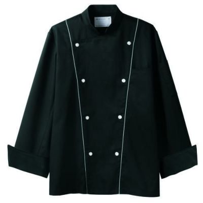 コックコート 兼用 長袖 6-907 (黒/グレー)