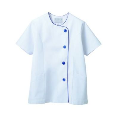 調理衣 レディス 半袖 1-044 (白/紺)