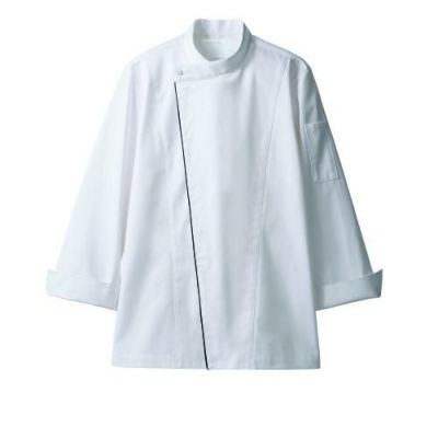 コックコート 兼用 長袖 6-1051 (白/黒)