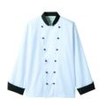 コックコート 兼用 長袖 6-715 (白/黒)
