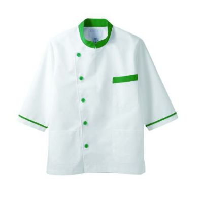 調理衣 兼用 ７分袖 6-815 (白/グリーン)