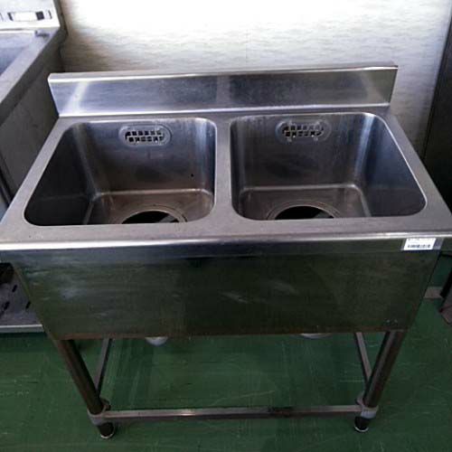 中古】二槽シンク BGあり 幅750×奥行450×高さ800 【送料別途見積