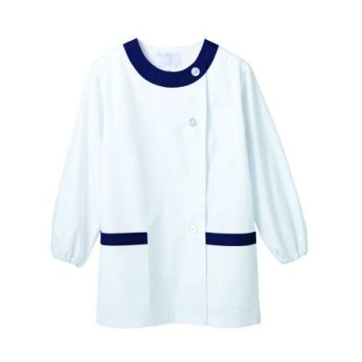 調理衣 レディス 半袖 1-092 (白/紺)