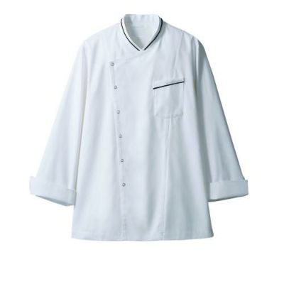コックコート 兼用 長袖 6-1061 (白/黒)