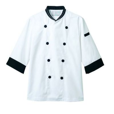 コックコート 兼用 ７分袖 6-431 (白／黒)
