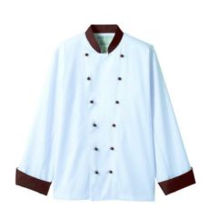 コックコート 兼用 長袖 6-729 (白/ブラウン)
