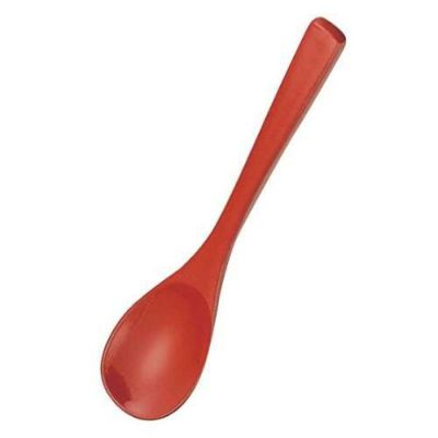 木製 本漆 茶椀蒸スプーン 朱 全長130(08326)