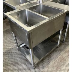 業務用　2層式シンク　中古 中古】二槽シンク 幅700×奥行600×高さ800 【送料無料】【業務用