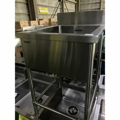 中古】一槽シンク BGなし フジマック 幅600×奥行750×高さ850 【送料