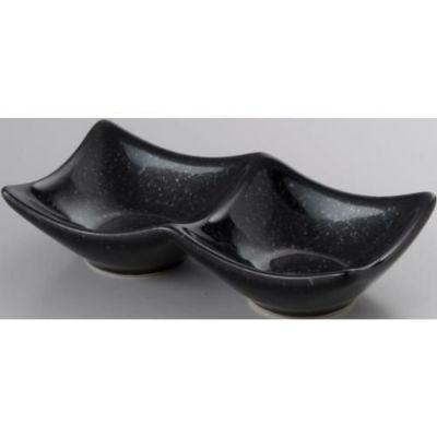 14cm 二連皿 黒御影/業務用