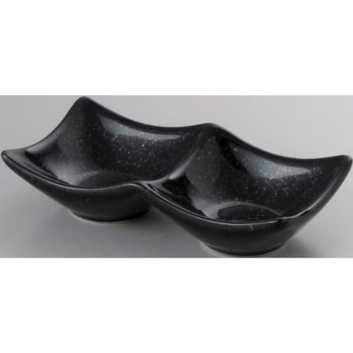 14cm 二連皿 黒御影/業務用