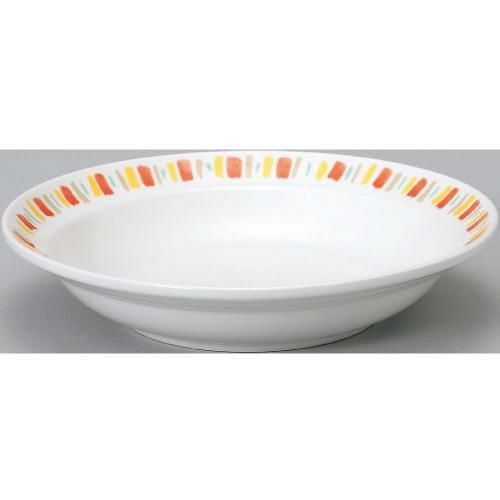 ダイヤセラム (強化) オレンジ十草 ハーフリム 8吋 深皿