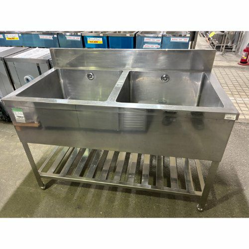 中古】二槽シンク BGあり 幅1250×奥行650×高さ800 【送料別途見積