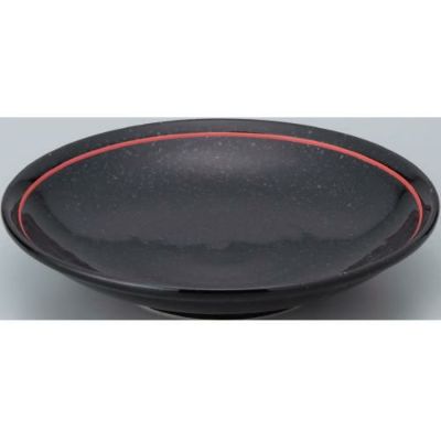 玄 黒御影赤ライン 24.5cm深皿 10枚入 /業務用/新品