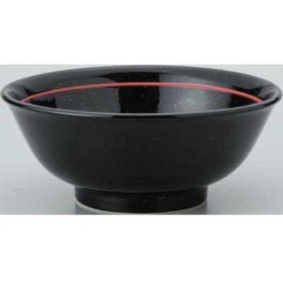 【玄 黒御影赤ライン 反高台6.8丼 10個入  】/業務用/新品