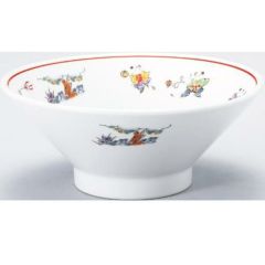 色絵唐子 切立高台7.0丼