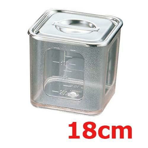 UK ポリカーボネイト 角型キッチンポット(目盛付)18cm