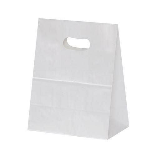 持ち手穴付紙袋 イーグリップ M 白無地 XZK52001 (50枚入)