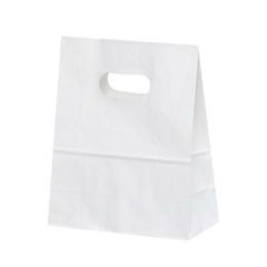 持ち手穴付紙袋 イーグリップ S 白無地 XZK52014 (50枚入)