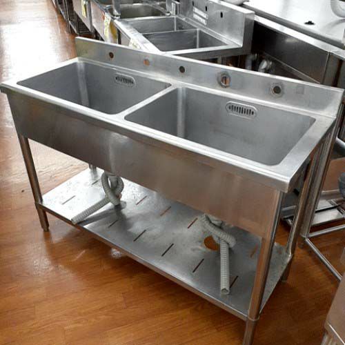 中古】二槽シンク BGあり 幅1200×奥行450×高さ800 【送料別途見積