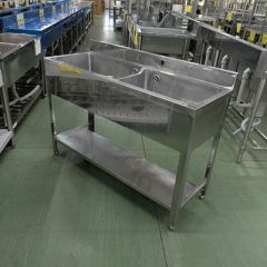 中古】二槽シンク BGあり 幅1200×奥行450×高さ800 【送料別途見積