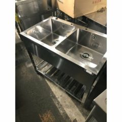 中古】二槽シンク BGなし 東製作所(アズマ) KP2-900改 幅940×奥行550