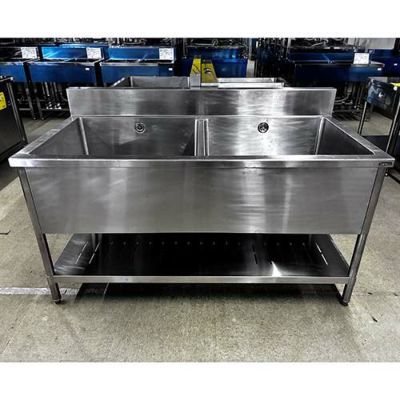 中古】二槽シンク BGあり 幅1500×奥行750×高さ800 【送料別途見積